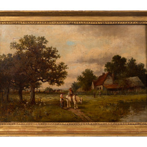 Appraisal: J Paulman British th Century Landscape with Farmers oil on