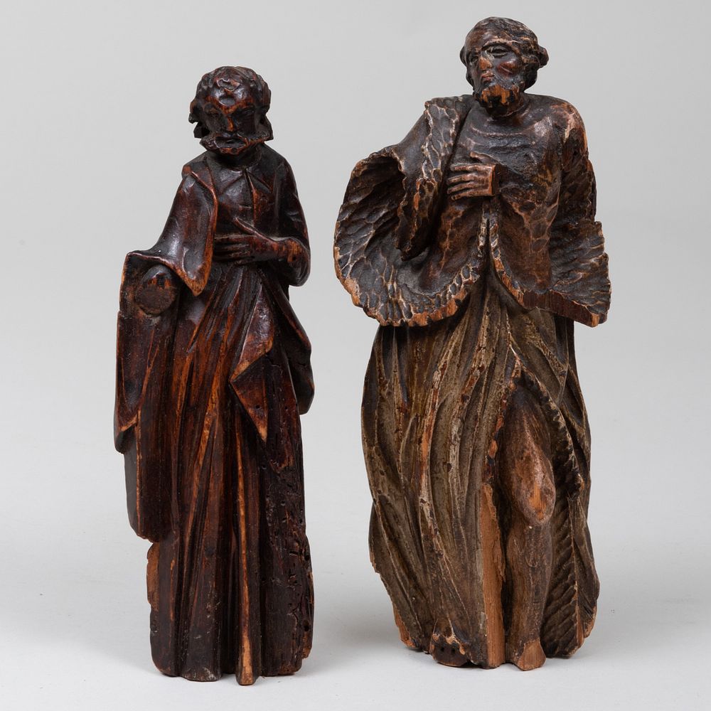 Appraisal: Two Continental Carved Boxwood Figures of Saints The taller in