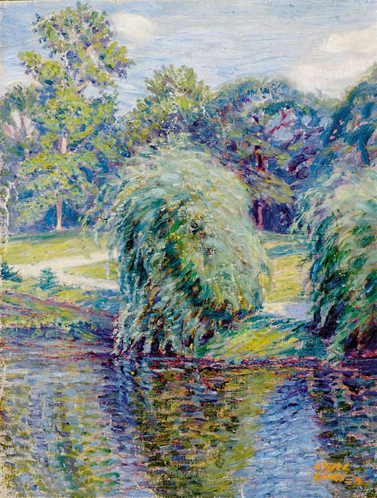 Appraisal: Karl Larsen Denmark - SIX IMPRESSIONIST-STYLE LANDSCAPES oil on canvas