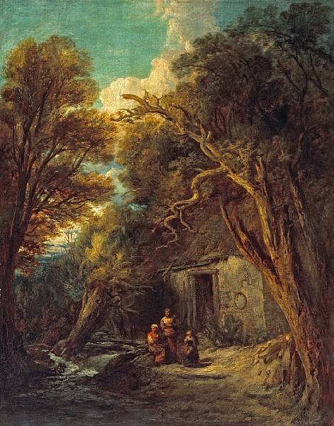 Appraisal: Manner of Thomas Gainsborough A cottage in a forest with