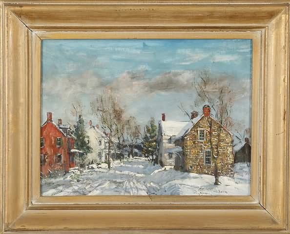 Appraisal: Emmaus Avenue Allentown Pennsylvania oil on board winter scene x