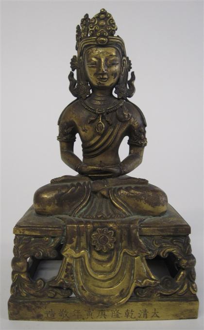 Appraisal: Sino-Tibetan gilt bronze Taraqianlong mark possibly of the period