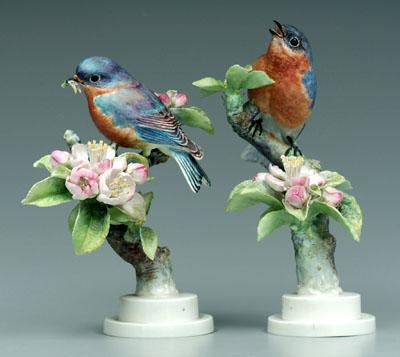 Appraisal: Two Doughty bird figurines bluebirds with blossoms black printed mark