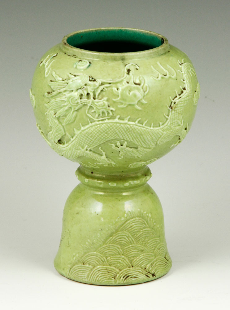 Appraisal: - Chinese Green Vase Green glazed vase China h