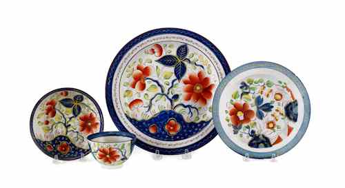 Appraisal: Four pieces of Gaudy Dutch porcelain th c to include