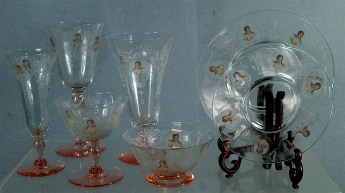 Appraisal: pcs Queen Louise stem and tableware Morgantown Glass Works c