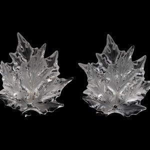 Appraisal: A Pair of Lalique Champs-Elysees Sconces with chrome-plated mounts each