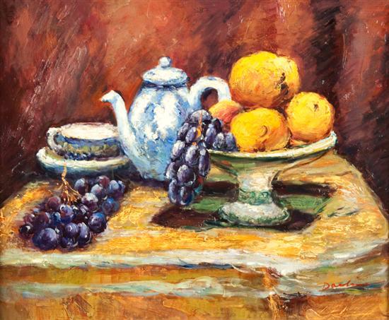 Appraisal: Continental School th century Still Life with Fruit and Teapot