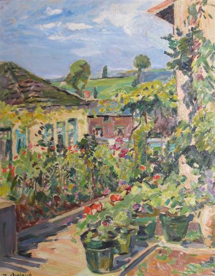 Appraisal: JEAN CHALEY french - VIEW OF THE YARD Signed bottom