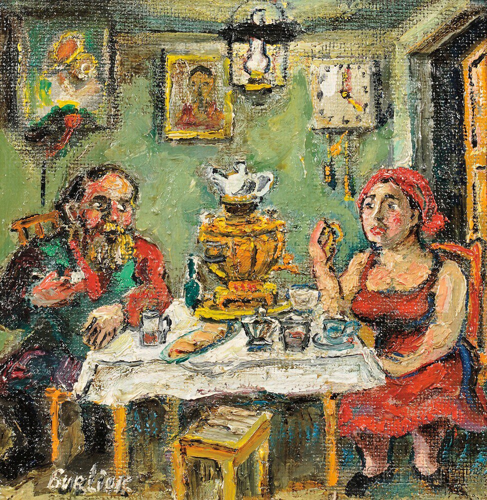 Appraisal: David Davidovich Burliuk Russian American - Tea Party Signed BurLiuk