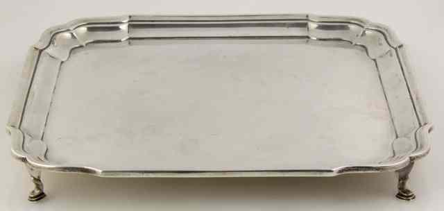 Appraisal: A square silver waiter BBS Ltd Birmingham with piecrust border