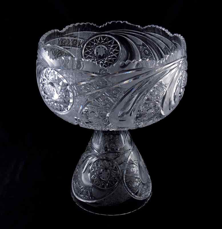 Appraisal: CUT GLASS PUNCH BOWL ON STAND Two parts the bowl