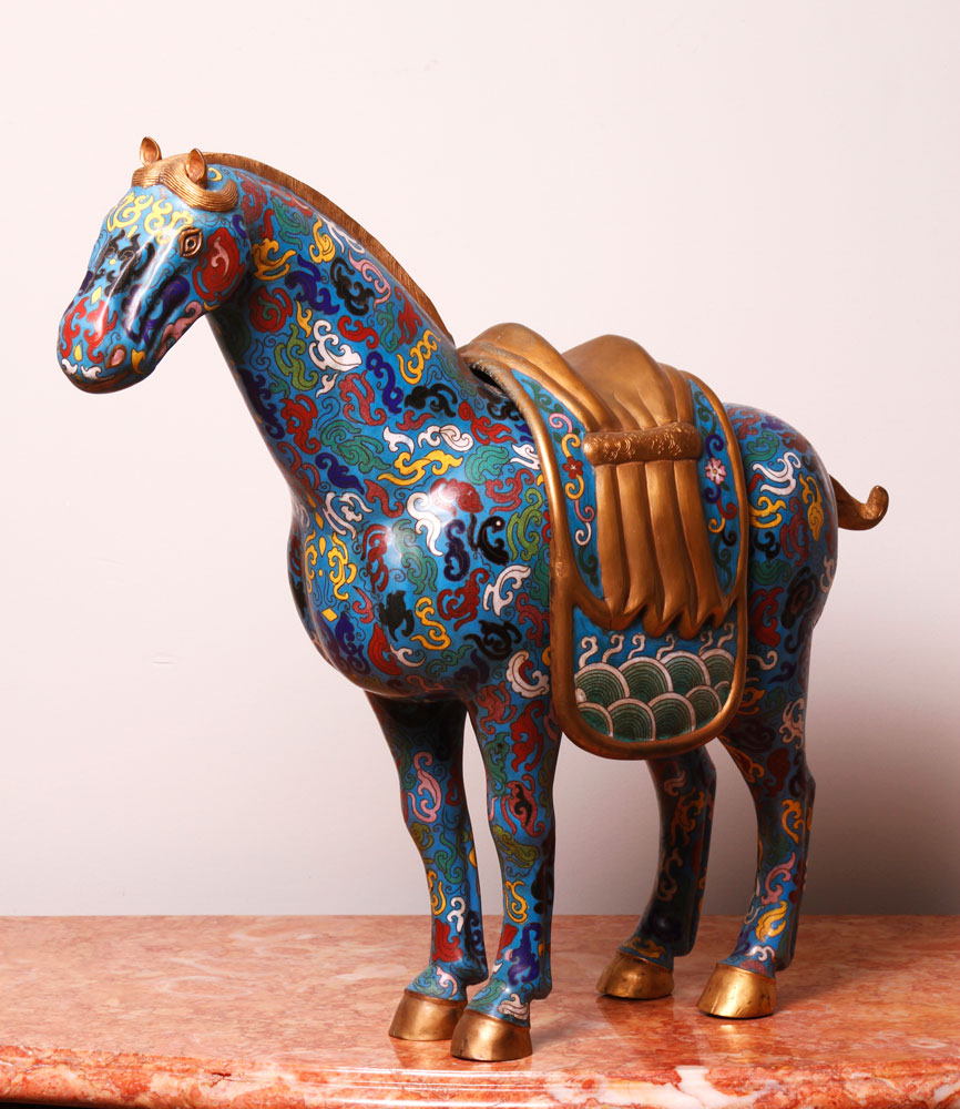 Appraisal: - th C Chinese Cloisonn Horse th century Chinese cloisonn