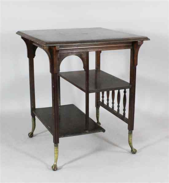 Appraisal: An Aesthetic mahogany three tier table in the manner of