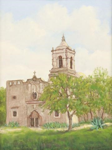 Appraisal: Framed oil on canvas painting Mission San Jose San Antonio