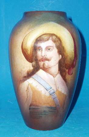 Appraisal: Handpainted Grimwades Holbein Faience Vase the Cavalier Signed B Austin