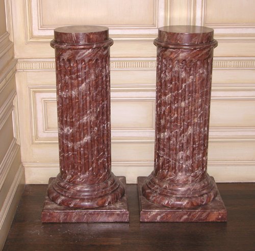 Appraisal: Title Pair Faux Marble fluted pedestals Medium faux marble Dimensions