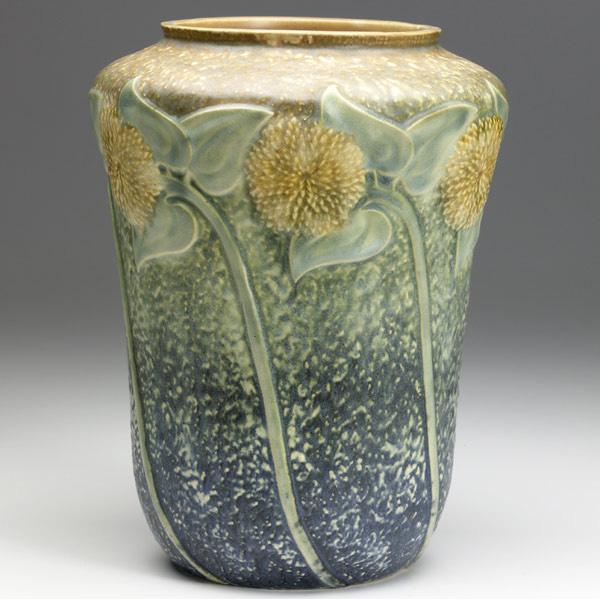 Appraisal: ROSEVILLE Sunflower vase Crisp and bright Unsigned