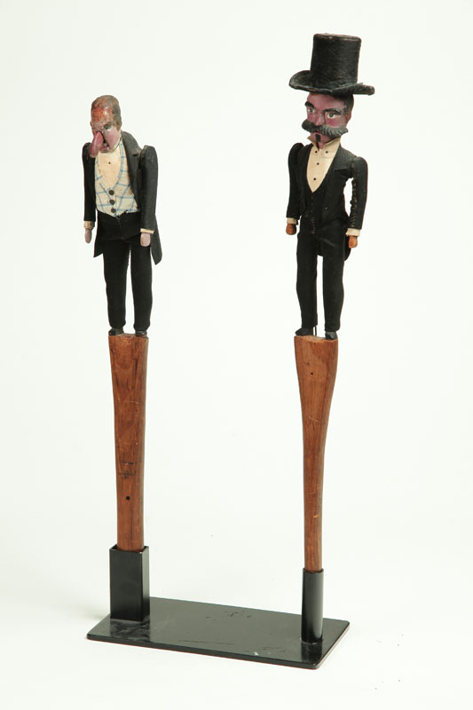 Appraisal: PAIR OF FOLK ART PUPPETS Tennessee late th century pine