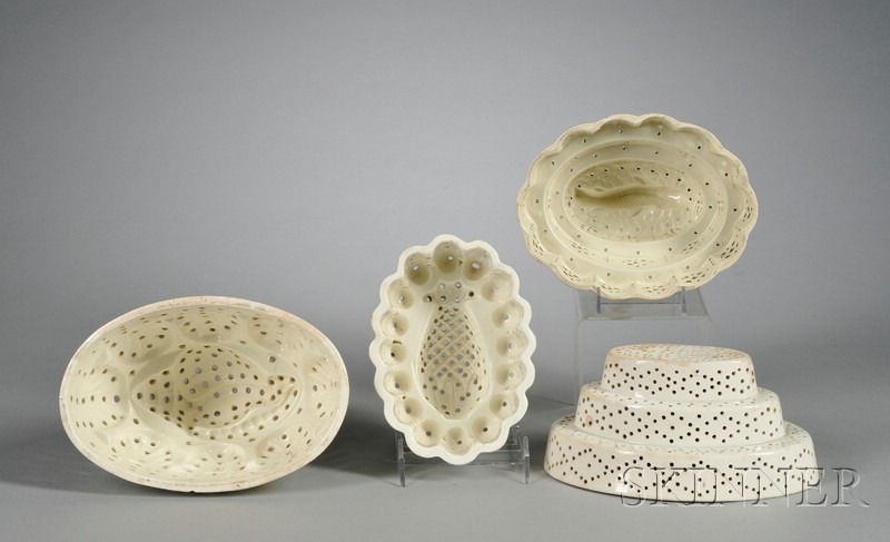 Appraisal: Four Creamware Oval Culinary Molds England late th early th