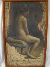 Appraisal: Study of a Seated Nude' Oil on canvas x mm