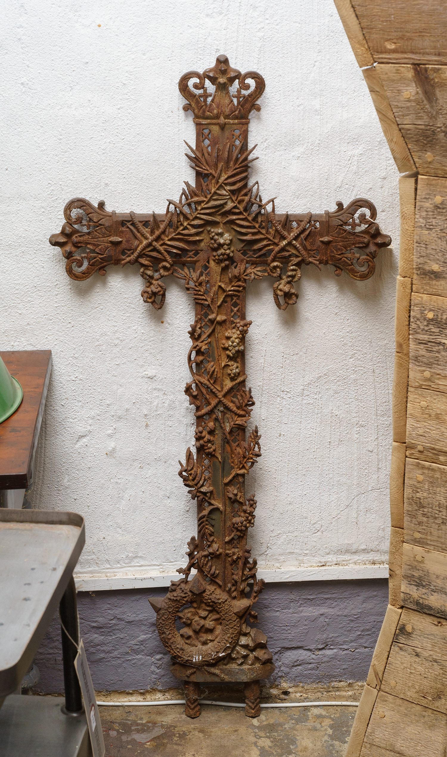 Appraisal: A th CENTURY FRENCH CAST IRON CRUCIFIX Finely cast with