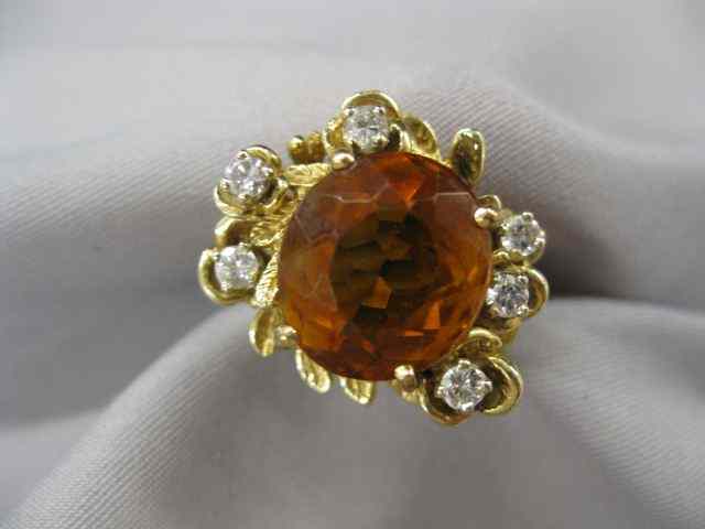 Appraisal: Citrine Diamond Ring carat vivid gem and diamonds in k