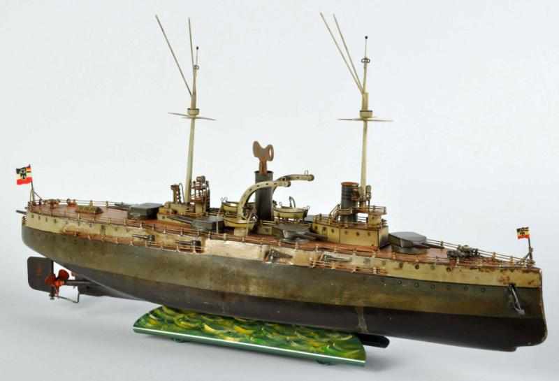 Appraisal: Marklin No Third Series Battleship Description German to Clockwork-powered Cranes