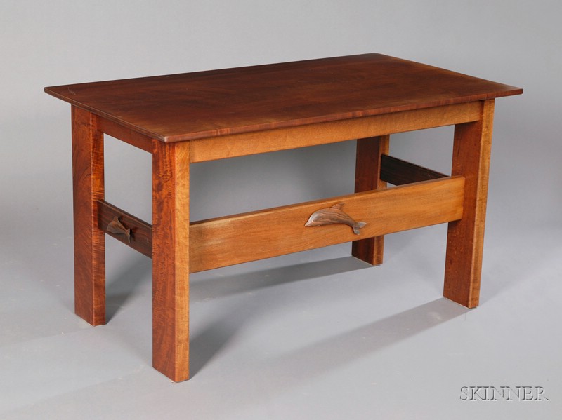 Appraisal: George Redfield Contemporary Desk Mahogany and ebony Northeast Harbor Maine