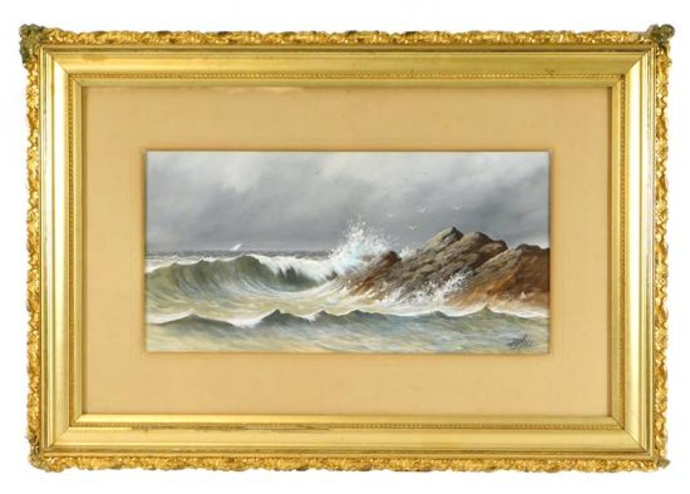 Appraisal: Gouache marine scene of waves breaking on rocks th C