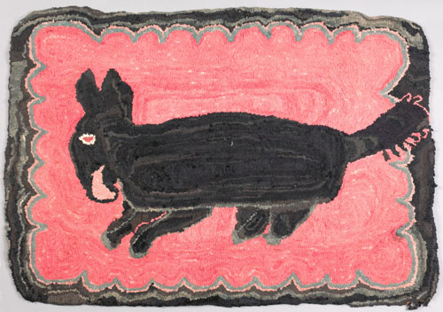 Appraisal: Hooked rug of an armadillo early th c on a