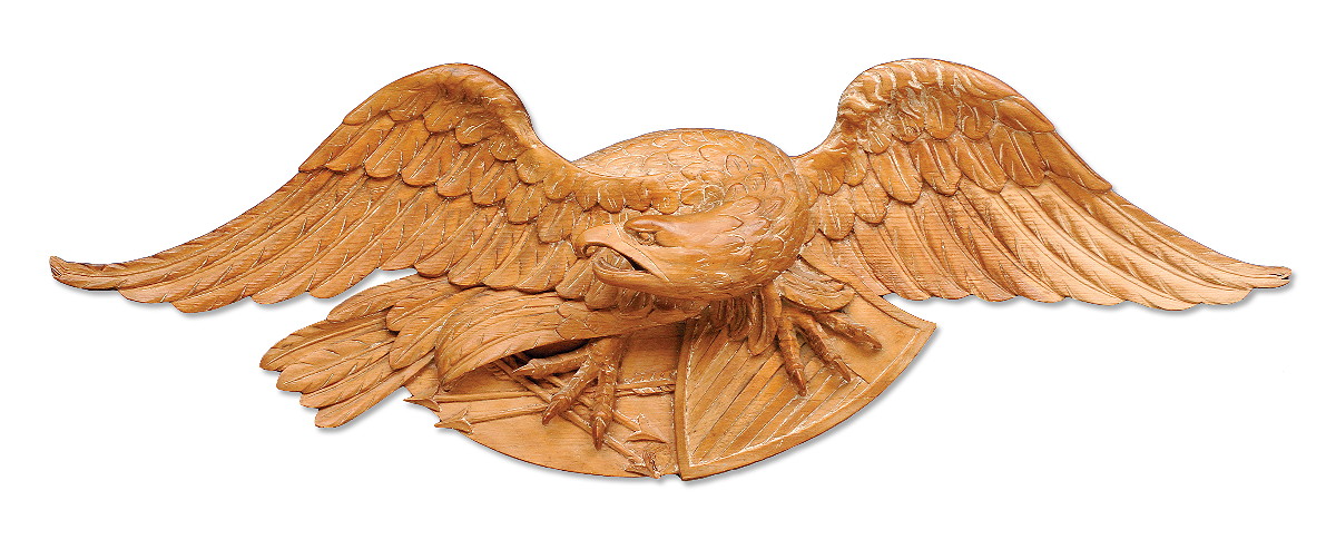 Appraisal: IMPORTANT AMERICAN CARVED SPREADWING EAGLE PLAQUE WITH TALON ON U