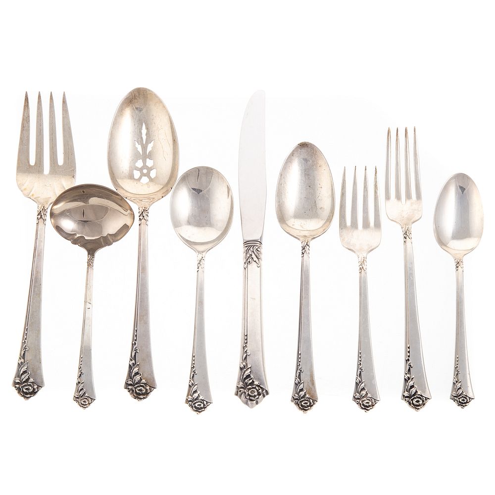 Appraisal: Oneida Sterling Damask Rose Flatware Service including eight dinner knives