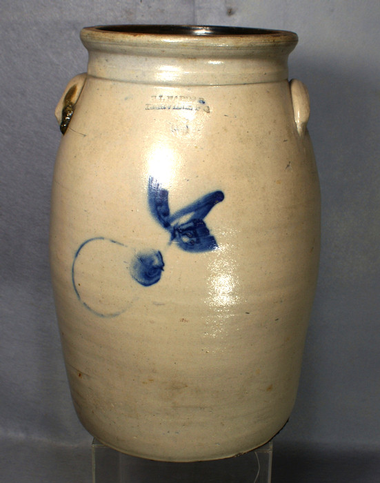 Appraisal: gallon blue decorated stoneware butter churn by E L Farrar