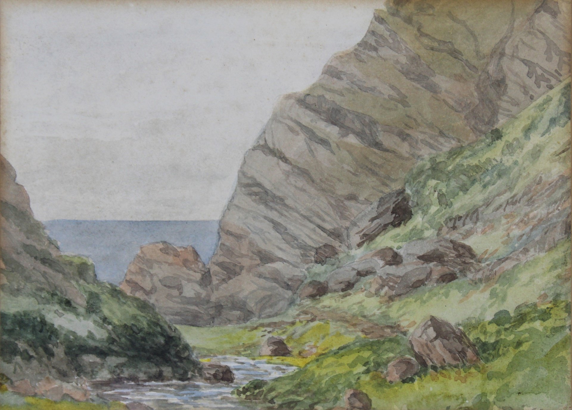 Appraisal: J M W TURNER MANNER OF Cove Landscape Watercolor on