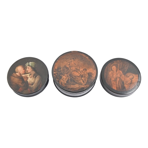 Appraisal: A papier mache snuff box painted with a couple another