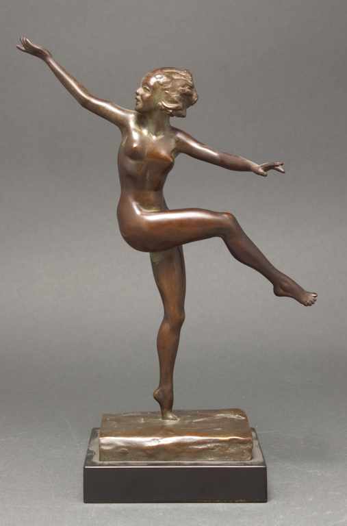 Appraisal: Gertrude Colburn American th th century Patinated bronze figure of