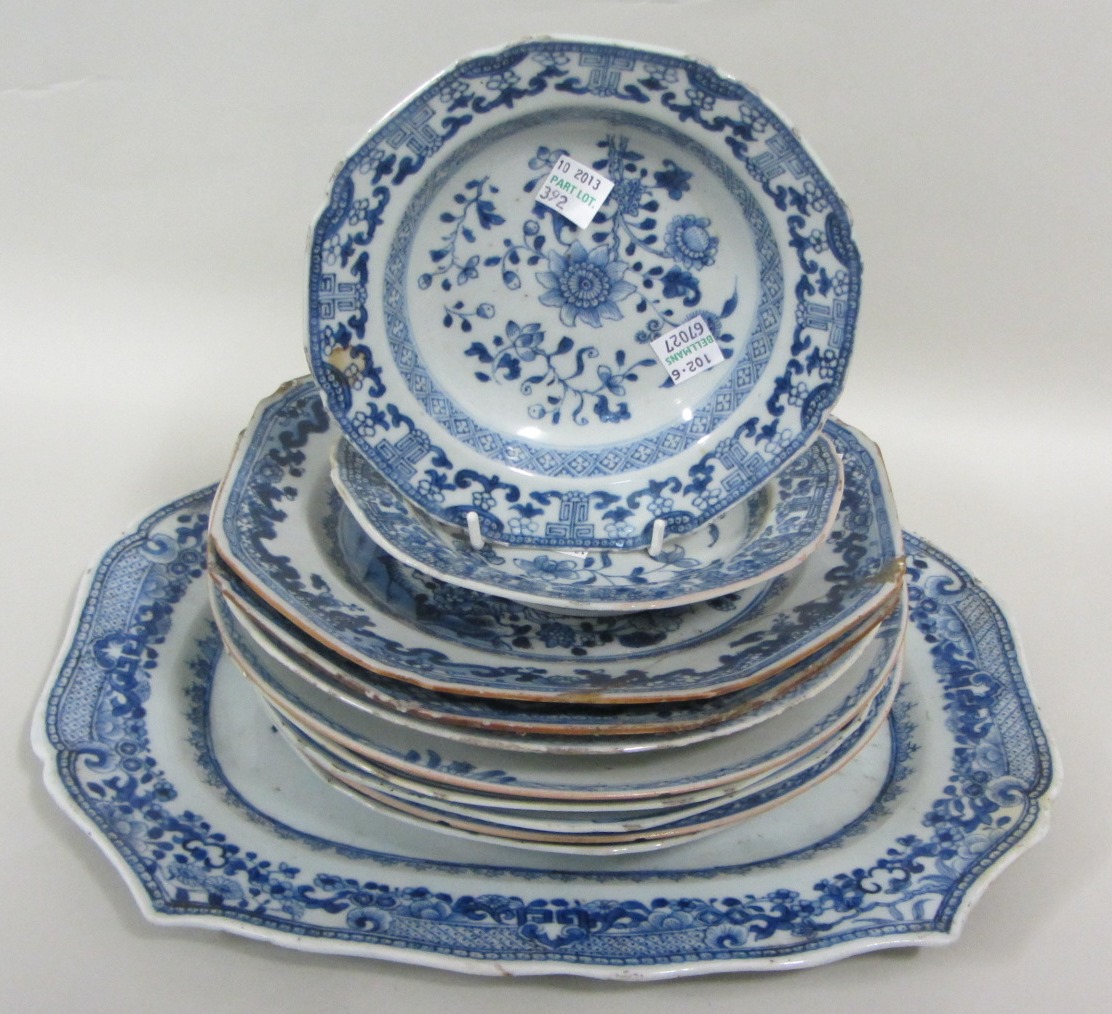 Appraisal: A group of Chinese blue and white export porcelain th