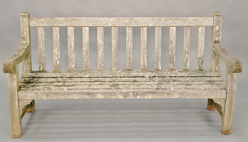 Appraisal: Large teak outdoor bench ht in lg in Provenance From