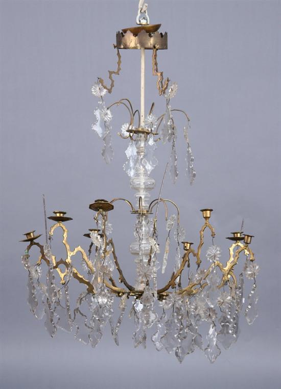 Appraisal: POLISH CRYSTAL CHANDELIER th century ecclesiastical Crown-form corona crystal baluster