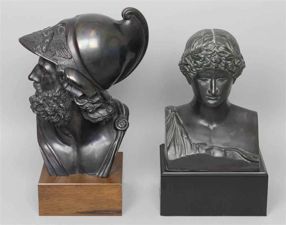 Appraisal: A GIANNELLI BRONZE BUST OF PERICLES AND A PATINATED METAL