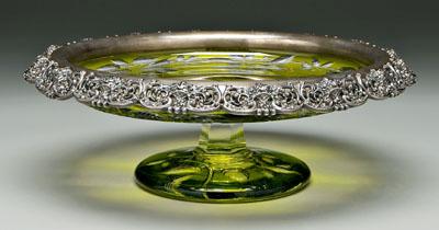 Appraisal: Silver mounted intaglio cut bowl emerald cut-to-clear intaglio clusters of