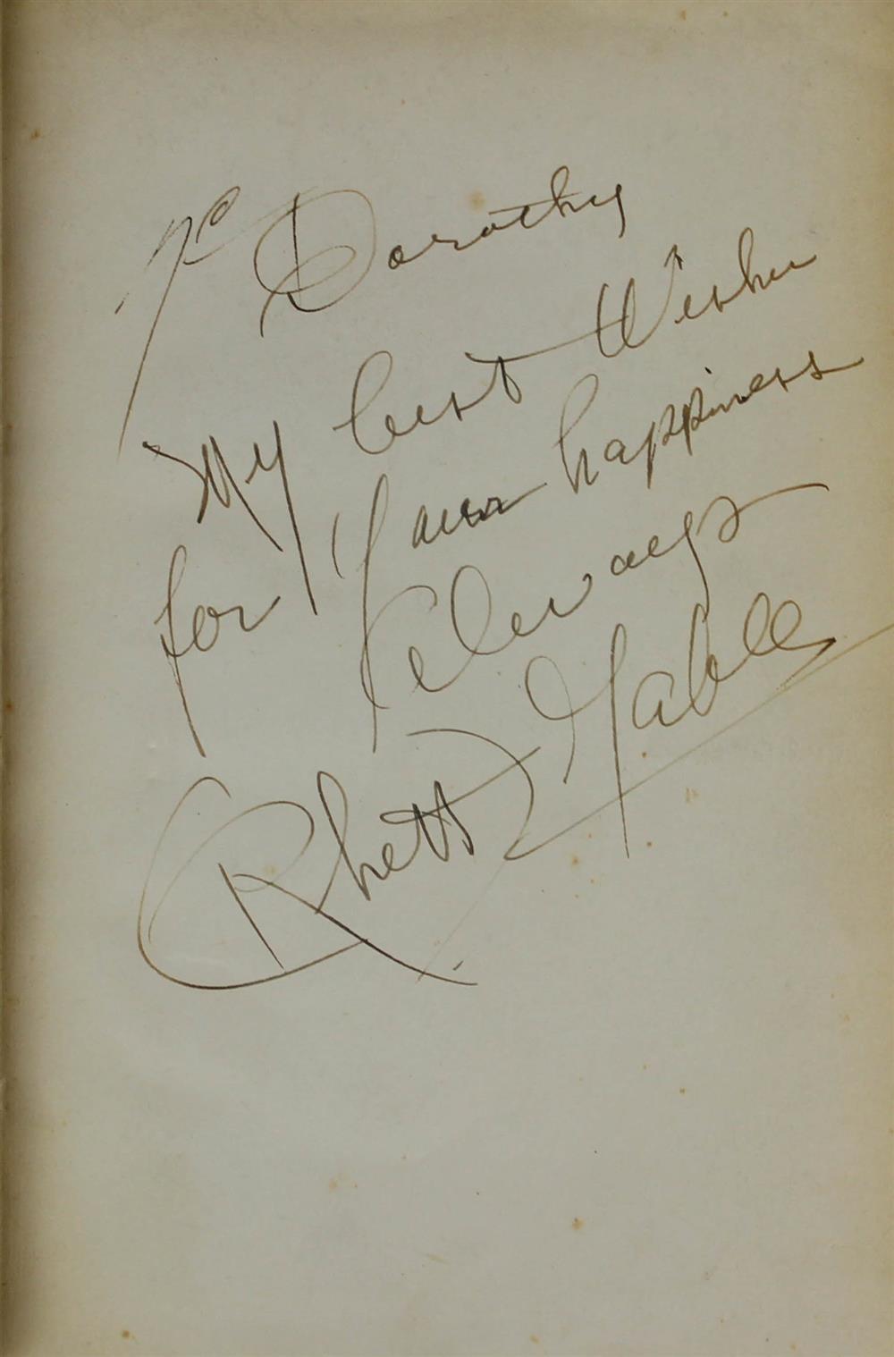 Appraisal: GONE WITH THE WIND SIGNED BY CLARK GABLE AS RHETT