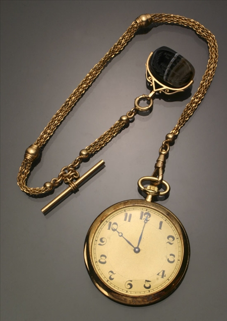 Appraisal: Gentleman's -Karat Yellow-Gold Open Face Pocket Watch and -Karat Yellow-Gold