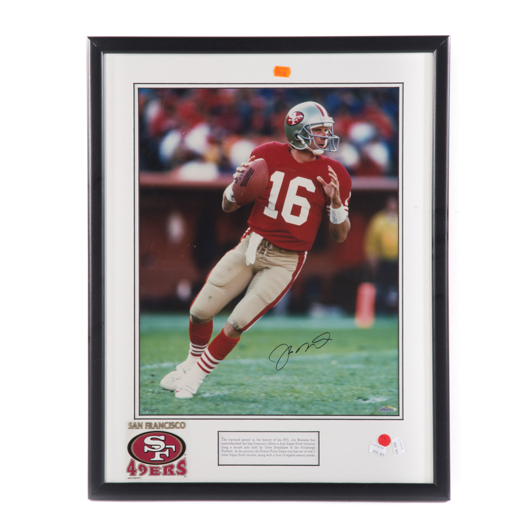 Appraisal: Signed Joe Montana photograph framed