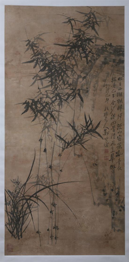 Appraisal: AFTER ZHENG BANQIAO Chinese - BAMBOO AND ORCHIDS Ink and