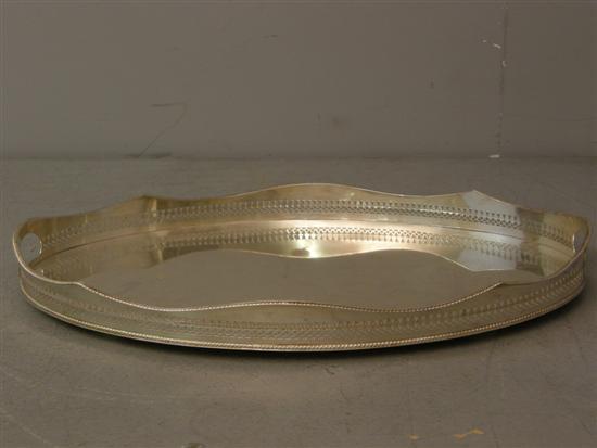 Appraisal: Silver plated oval tray with raised and pierced border w