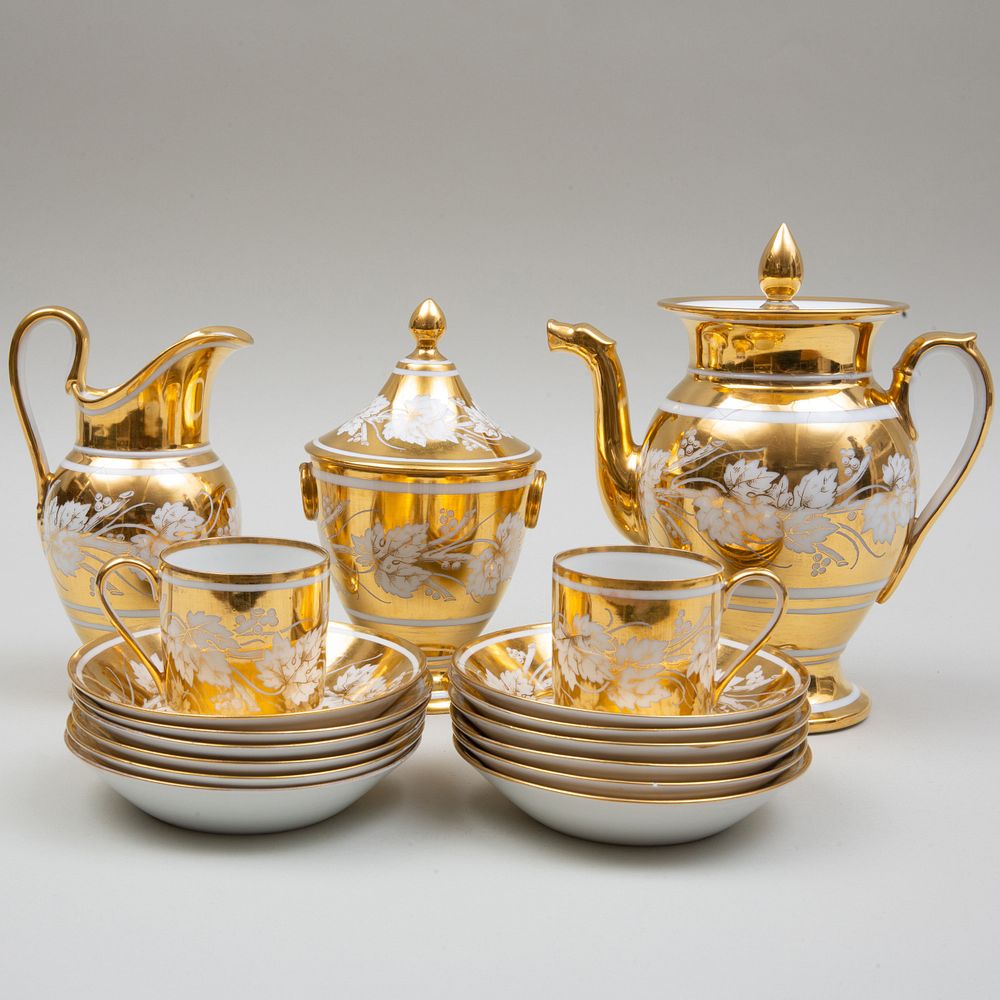 Appraisal: Paris Gold Ground Porcelain Part Coffee Service Spurious iron red