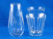 Appraisal: A Baccarat glass vase with hexagonal panels tapering out to