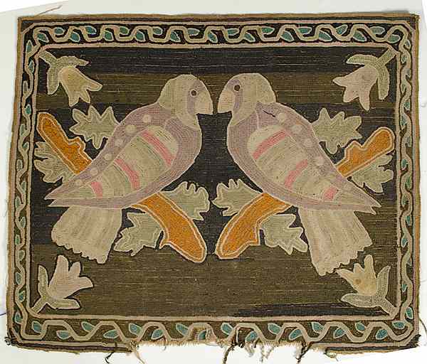 Appraisal: Early Hooked Rugs American A group of three early hooked